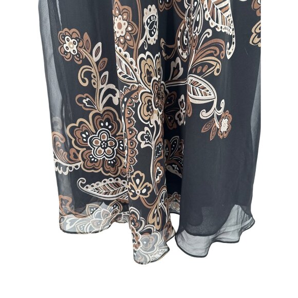 Studio I Black Chiffon Floral‎ Pattern Dress With Flutter Sleeves beaded size 4 - Picture 4 of 9